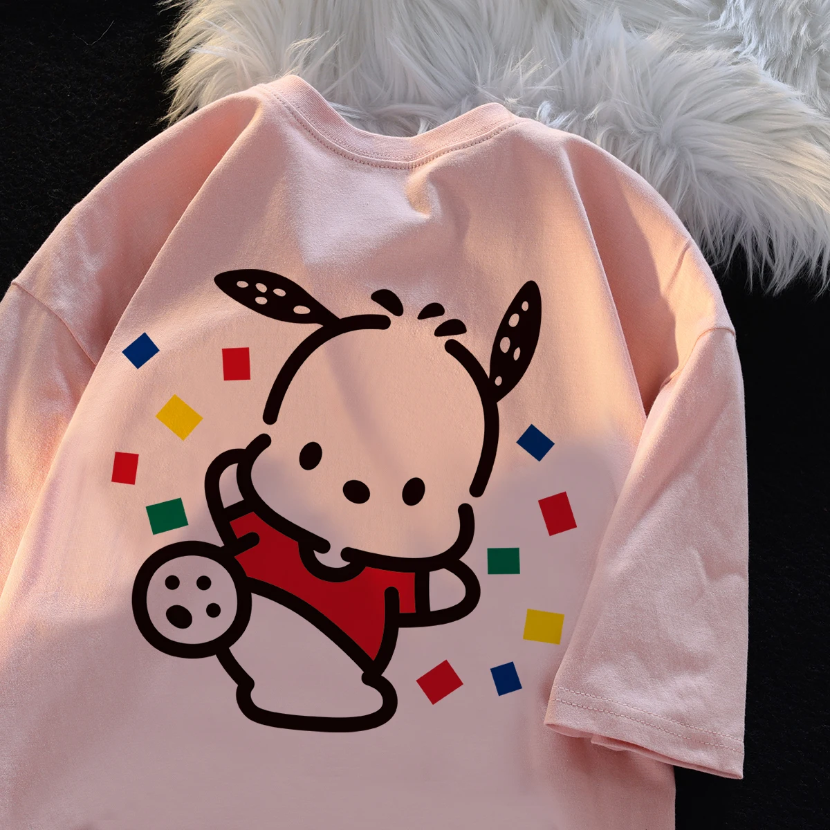 Pochacco Minimalist Pattern Womens T Shirts Cotton Originality T Shirts Anime Hip Hop Tee Shirt Outdoor Aesthetic Short Sleeved