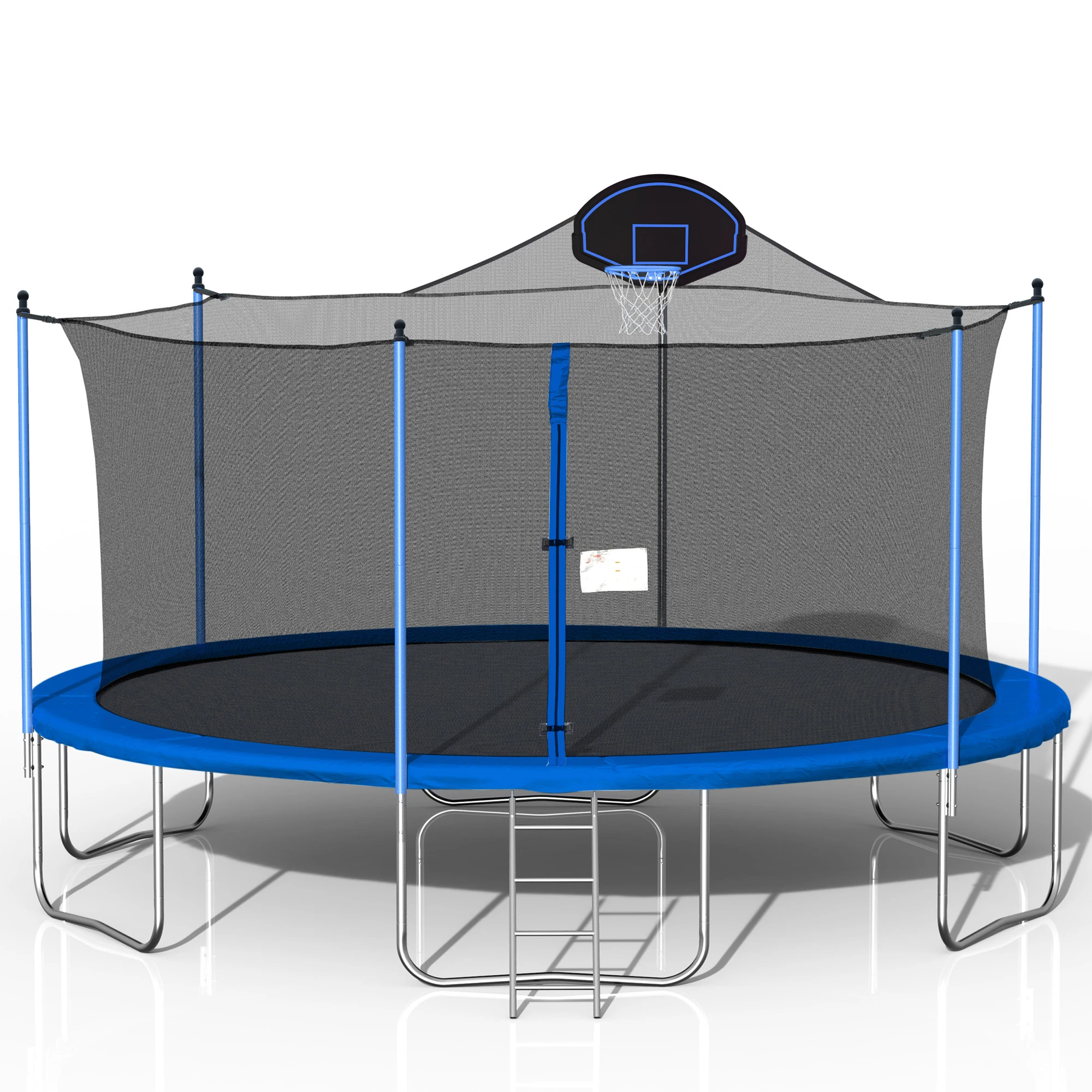 

16FT Trampoline for Adults & Kids with Basketball Hoop, Outdoor Trampolines w/Ladder and Safety Enclosure Net for Kids and Adult