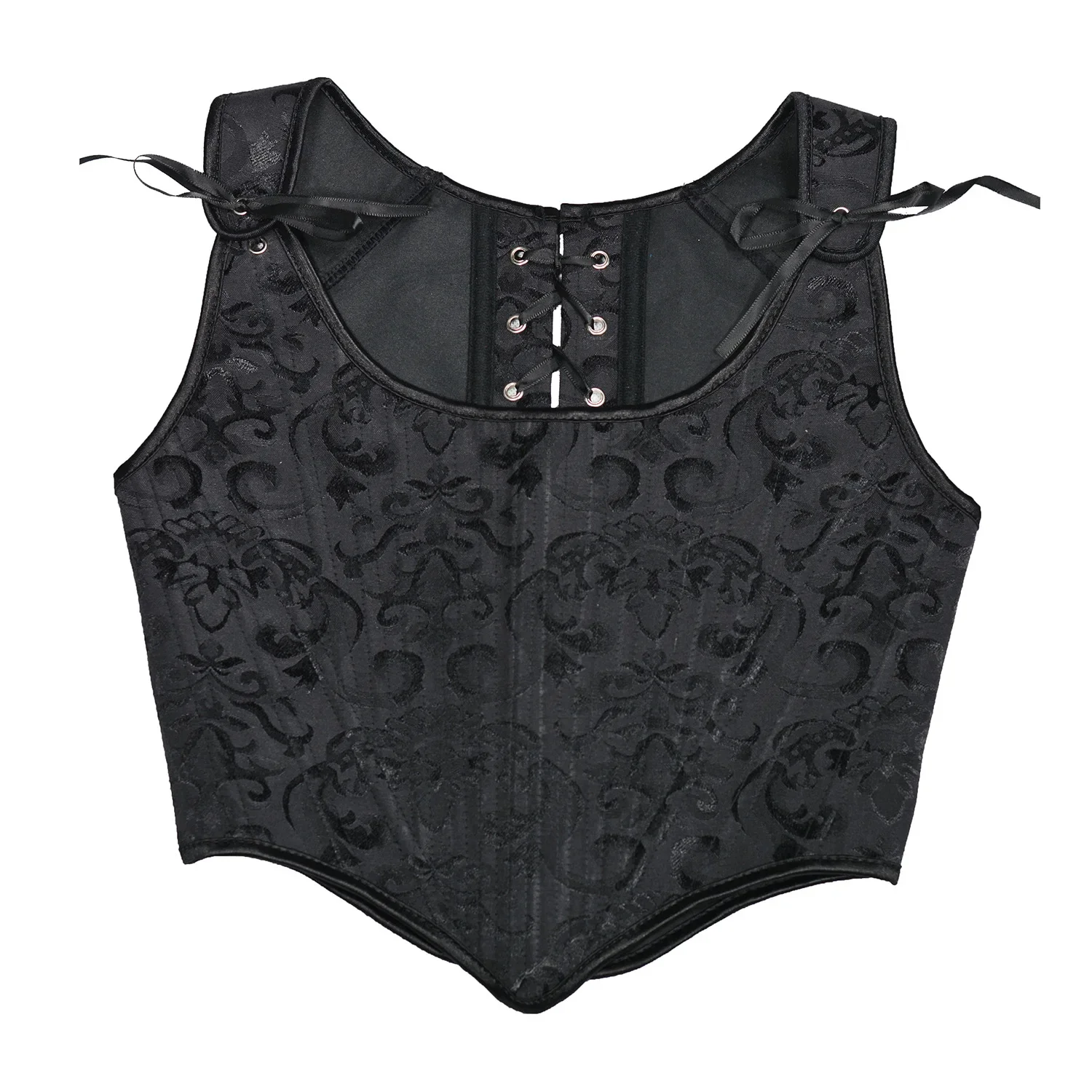 Women Vintage Jacquard Corset Renaissance Vest Camisole Bustier Back Lace-up Slim Boned Tank Tops Easter Camisole Bodyshaper Top