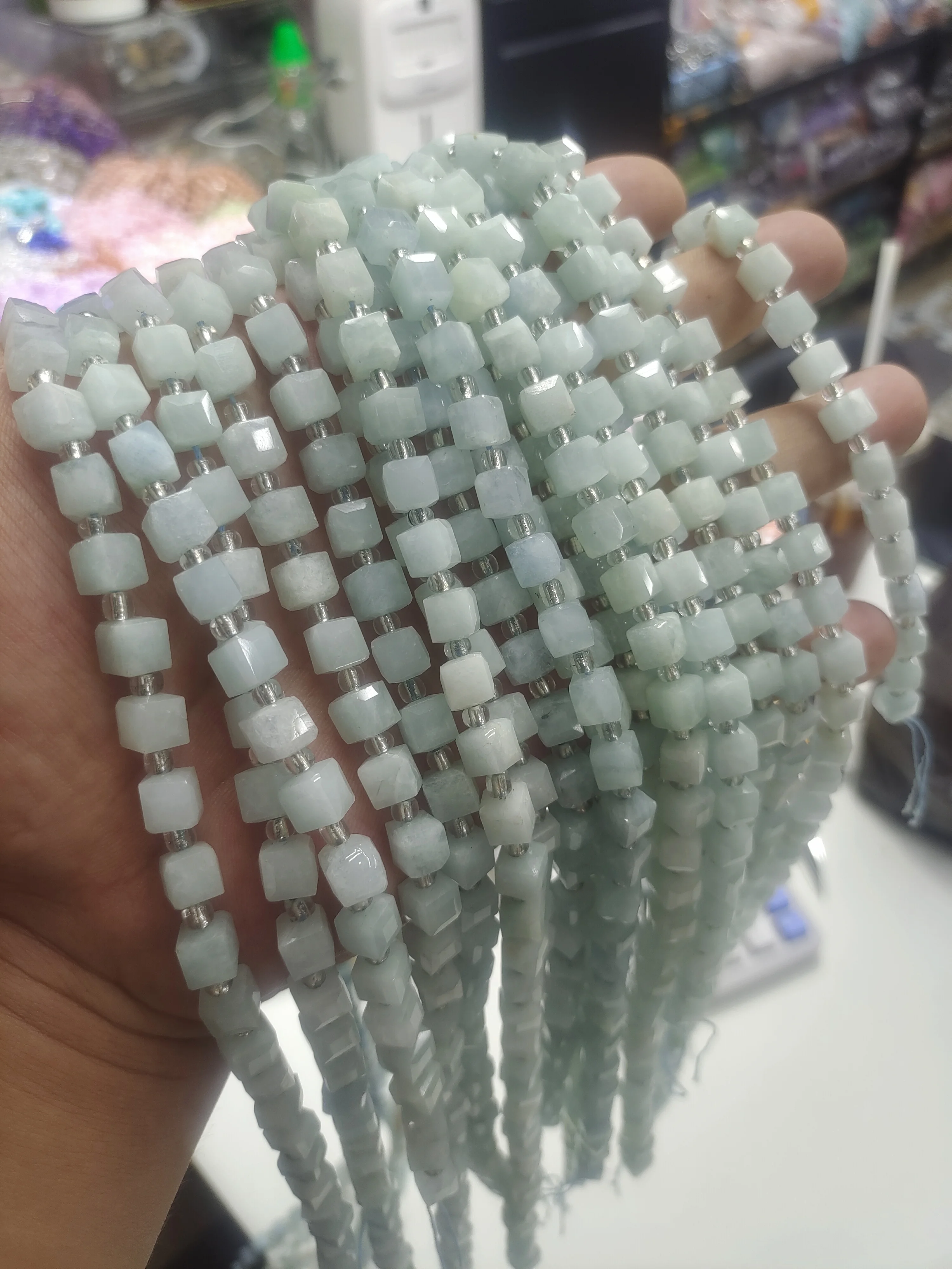 Faceted Sea Blue Topaz Square DIY Necklace Bracelet Making Material Gemstone Jewelry Crafting Supplies
