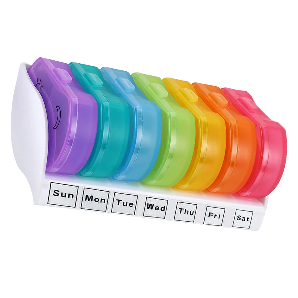 7Pcs Mini Travel Pill Organizer Color Matching Airtight Portable Medicine Storage Case with Semi-Transparent Cover Dustproof