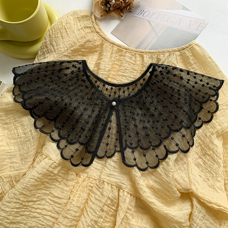 Korean Style Hollow Out Lace Fake Collar Solid Color Decorative Neck Shoulder Cover Ladies Summer Thin Casual Shawl