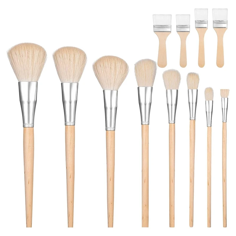 Hot TTKK Glaze Brushes For Pottery,Pottery Glaze Brushes Multipurpose Ceramic Brush Set For Acrylic Painting,Blending Mop Brushe