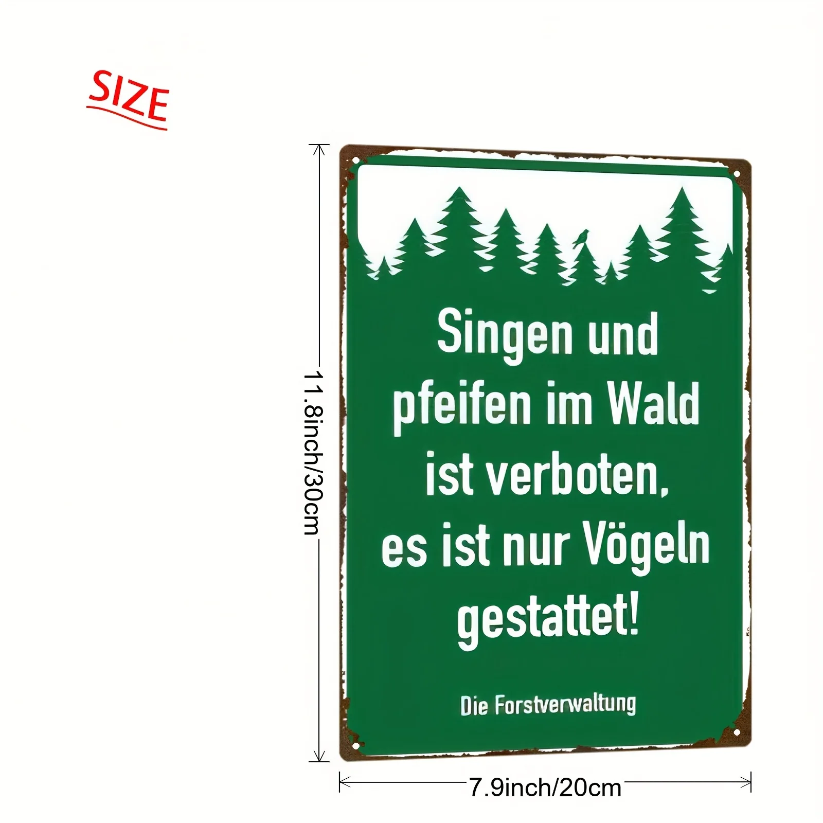 2D Flat, 1pc Vintage German Forest Sign - Heavy-Duty Metal Wall Decor Plaque with 