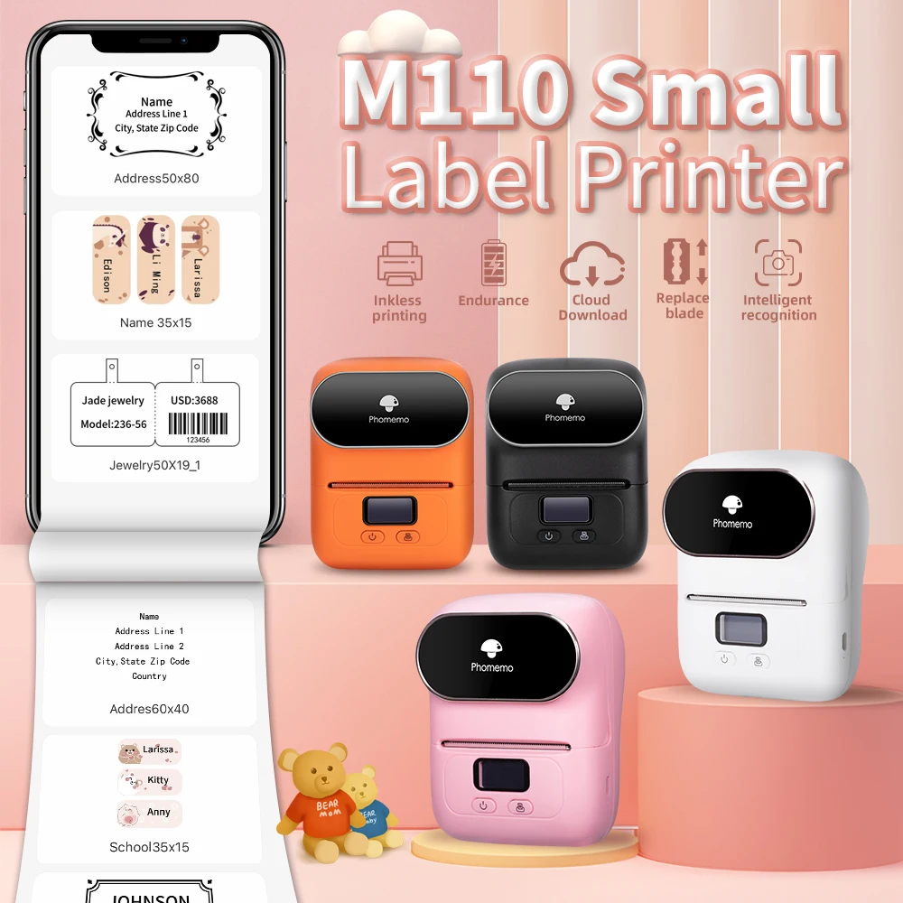 Phomemo M110 Portable Label Printer Mini Thermal Self-Adhesive Sticker Printer Mobile Pocket Tag Price UV Label Sticker Printer - Image 2
