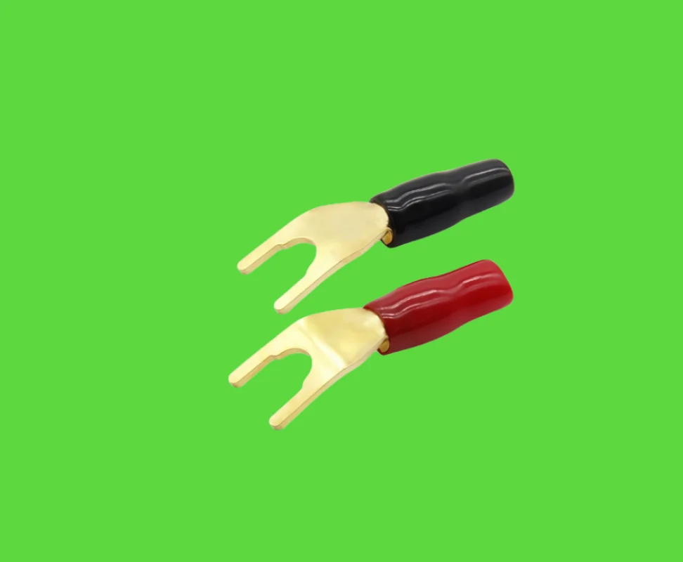 4/10Pcs Y-style Spade Banana Plug Gold Plated Tuning Fork Banana Plug Solderless Speaker Cable Power Terminals Connectors set
