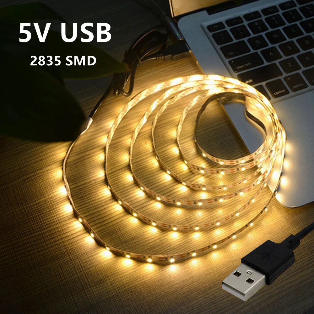 DC5V USB 2835 SMD LED Strip Lamp flessibile 0.5M1M 2M 3M 4M 5M TV autoadesiva sfondo muro schermo Desktop illuminazione dell'atmosfera