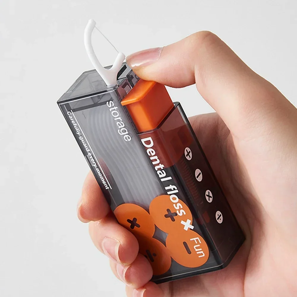Der tragbare automatische Zahnseidenspender enthält 10 Stück Zahnseide, nachfüllbare, auswerfbare Zahnseide, Mundpflege, zum Aufdrücken von Einweg-Zahnseide-Sticks