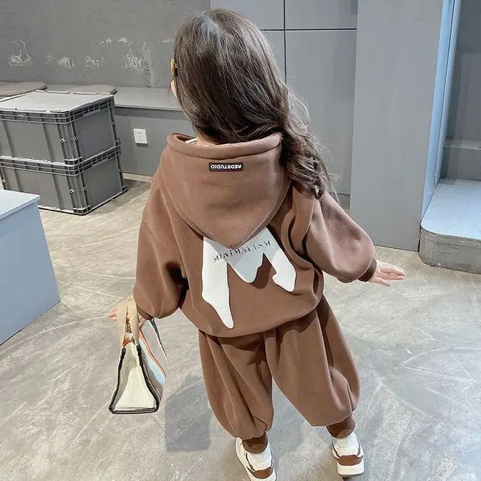 

Girls' Winter Suits 2025 New Autumn and Winter Children's Sports Baby Girl plus Velvet Thickened Two-Piece Suit