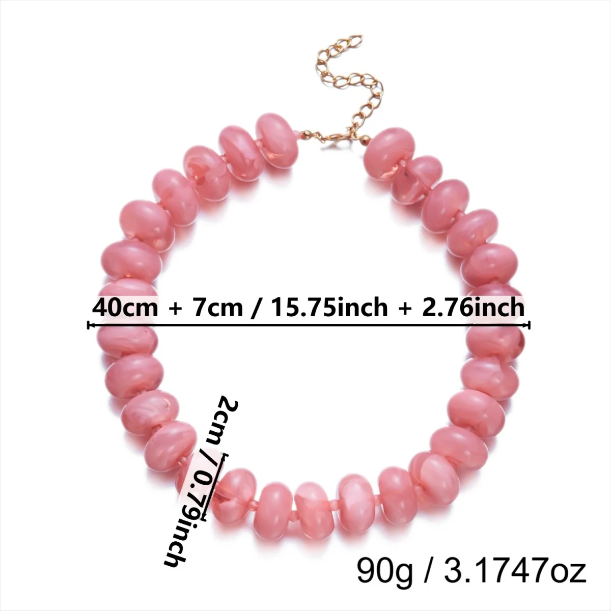 Dopamine Bunte flache, runde Acryl-Perlenkette für Damen und Herren, trendige, einfache geometrische Harzperlen, stapelbarer Choker-Schmuck – Detail 36