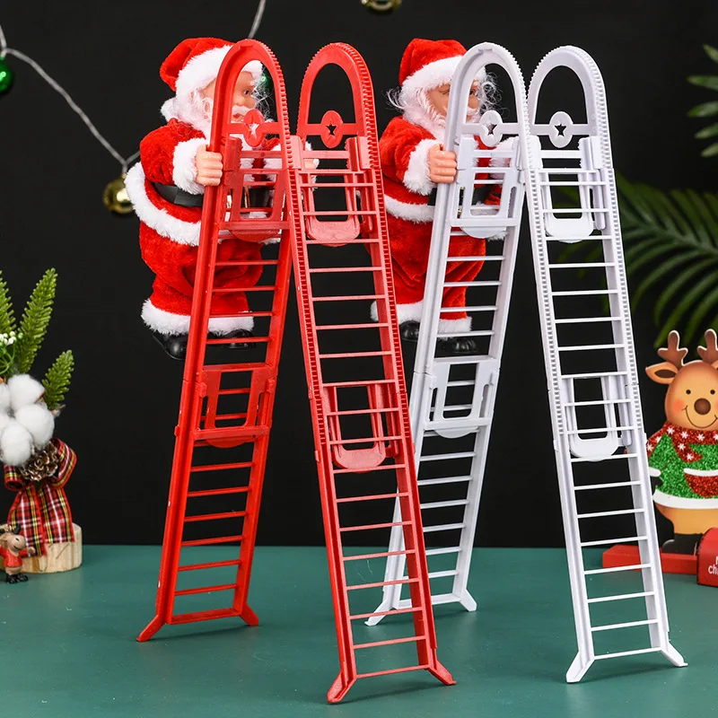 Christmas Decorations Electric Single/Double Climbing Bead Curtain Climbing Stairs Santa Claus Doll Children's Gift