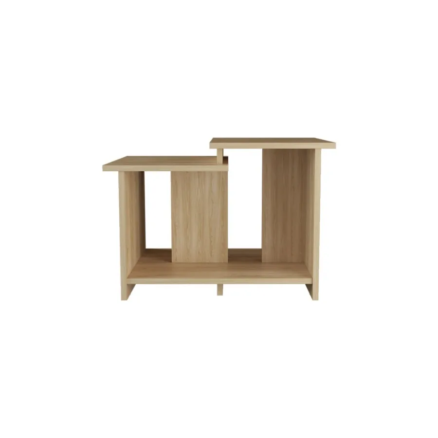 FM FURNITURE Naco Coffee Table with Open Storage Melamine Finish Natural Oak