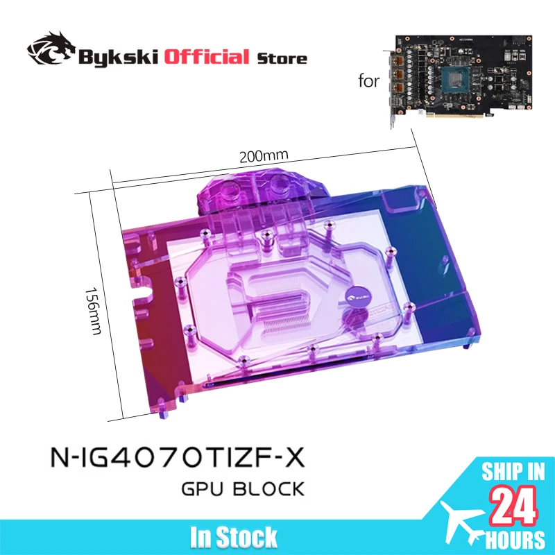 Bykski N-IG4070TIZF-X GPU Block Use for Colorful iGame RTX 4070Ti Battle AX Video Card Water Cooling/ Full Cover/Dense Waterways