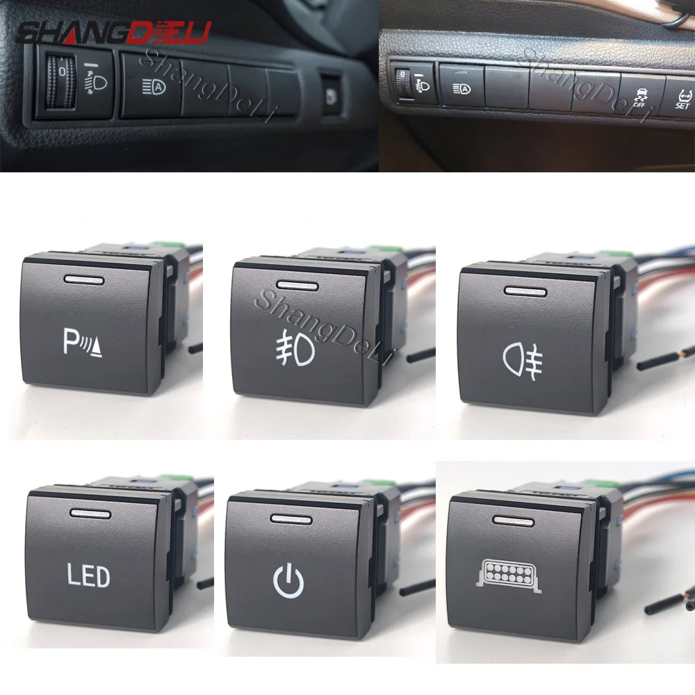 1Pc White LED Light For Toyota Camry V70 Rav4 Corolla Altis Prado LC150 2025 2026 Car Rear Fog Light DRL Power Button Key Switch