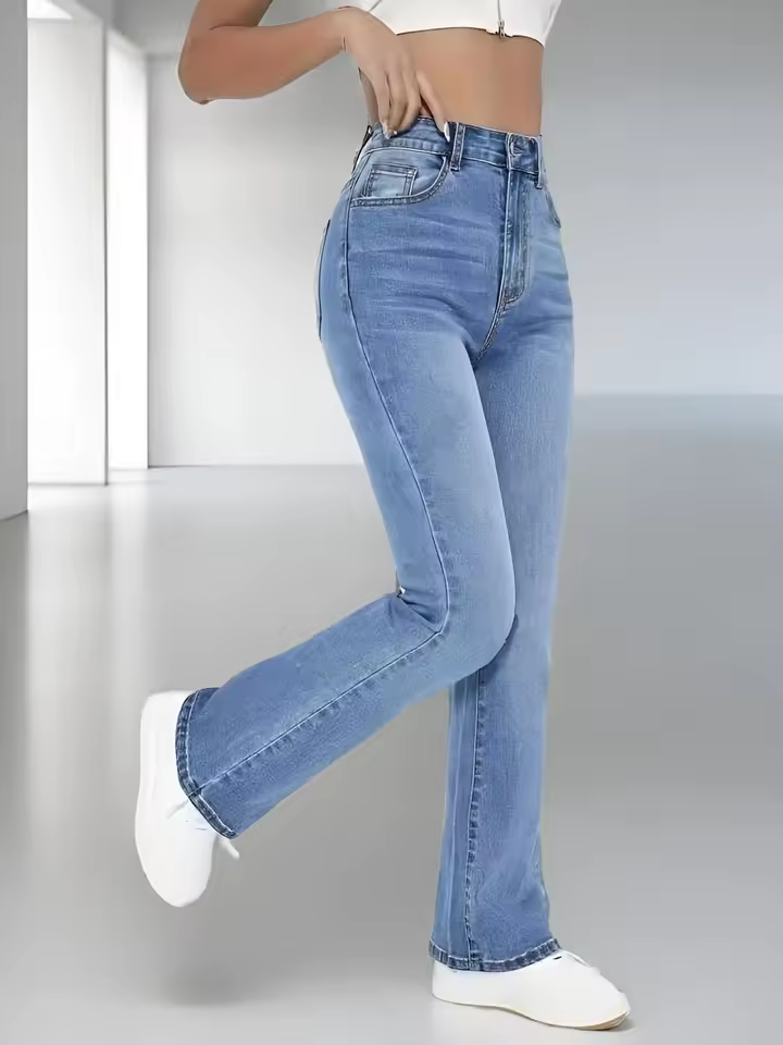 Novas calças jeans femininas quentes emagrecimento estilo europeu e americano casual versátil cintura alta calças jeans lavadas para mulher