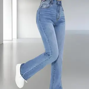 Taille für Frauen gewaschene Jeans, heiße Jeans, Gewichtsverlust, europäischer und amerikanischer Stil, lässig, vielseitig, heiß, neu 8 Hauptverkäufe Calca Damen -Farbjeans - №4