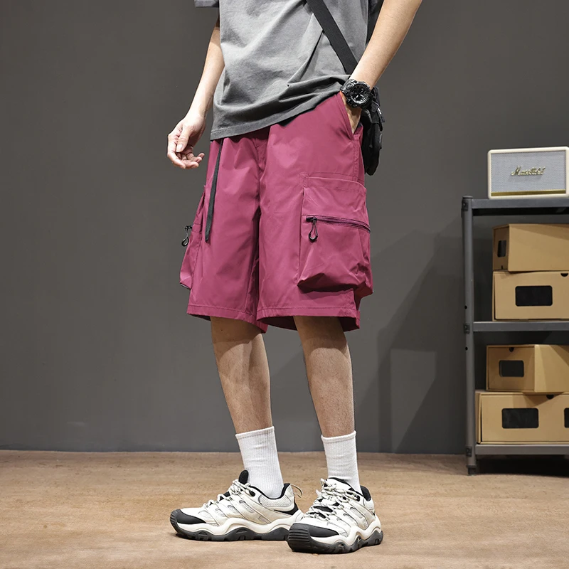 American Style Ice Silk Cargo Shorts for Men 2025 Summer New Loose Versatile Outdoor Quick-Dry Casual Sports Five-Point Shorts