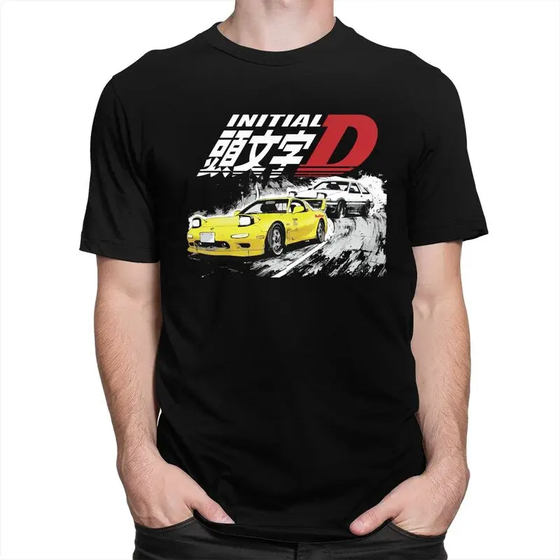 Custom Classic Anime Initial D Drift Racing T Shirt Men T-shirt Casual Tee Pure Cotton Slim Fit Tshirts Gift