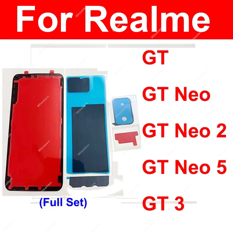 Full Set For Realme GT GT Neo 2 Neo 5 GT3 5G Back Frame Battery Cover Adhesive Camera Sticker Rear Housing Battery Cover Sticker