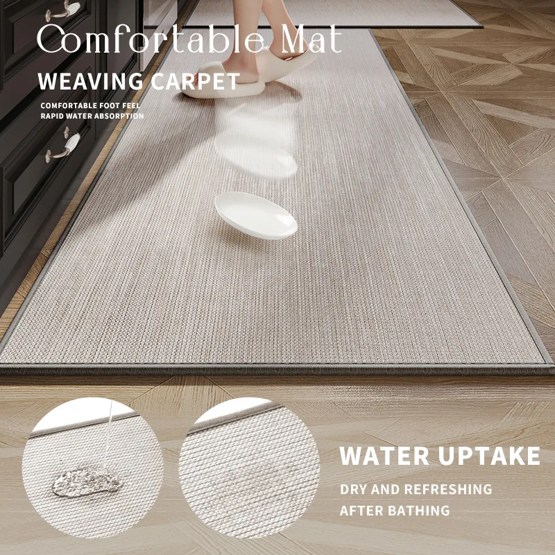 Kitchen Floor Mats Oil-absorbent Drop-proof Wipeable Household Long Carpet Water-absorbent Dirt-resistant Rug Non-slip Door Mats