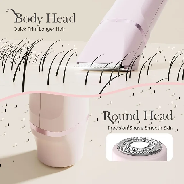 Women's Bikini Trimmer, Women's Electric Shaver, Replaceable Heads, Facial and Intimate Hair Trimmer, USB Rechargeable, LED Power Display, with Base, Travel Cordless Body Shaver, Suitable for Face/Legs/Underarms, Women's Gift 3 Women's Bikini Trimmer, Women's Electric Shaver, Replaceable Heads, Facial and Intimate Hair Trimmer, USB Rechargeable, LED Power Display, with Base, Travel Cordless Body Shaver, Suitable for Face/Legs/Underarms, Women's Gift 3