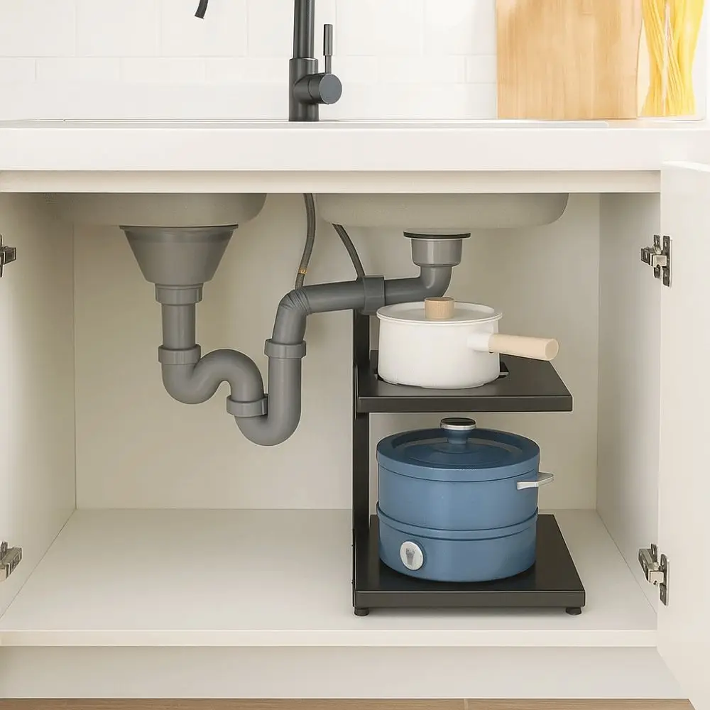 

Carbon Steel Cabinet Layered Pot Rack Adjustable Heavy Duty Multi-layer Storage Racks Free Layering Space Saving