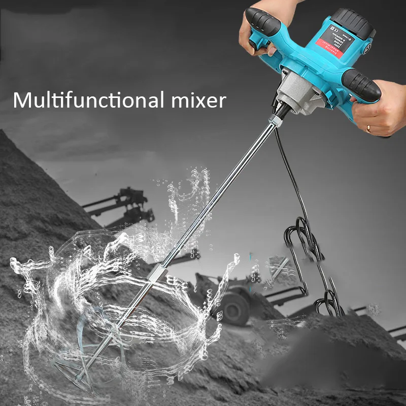 2100W Industrial Grade Electric Mixer 6 Gear Speed Adjustable Handheld Paint Cement Putty Powder Coating Mixed Concrete Mixer