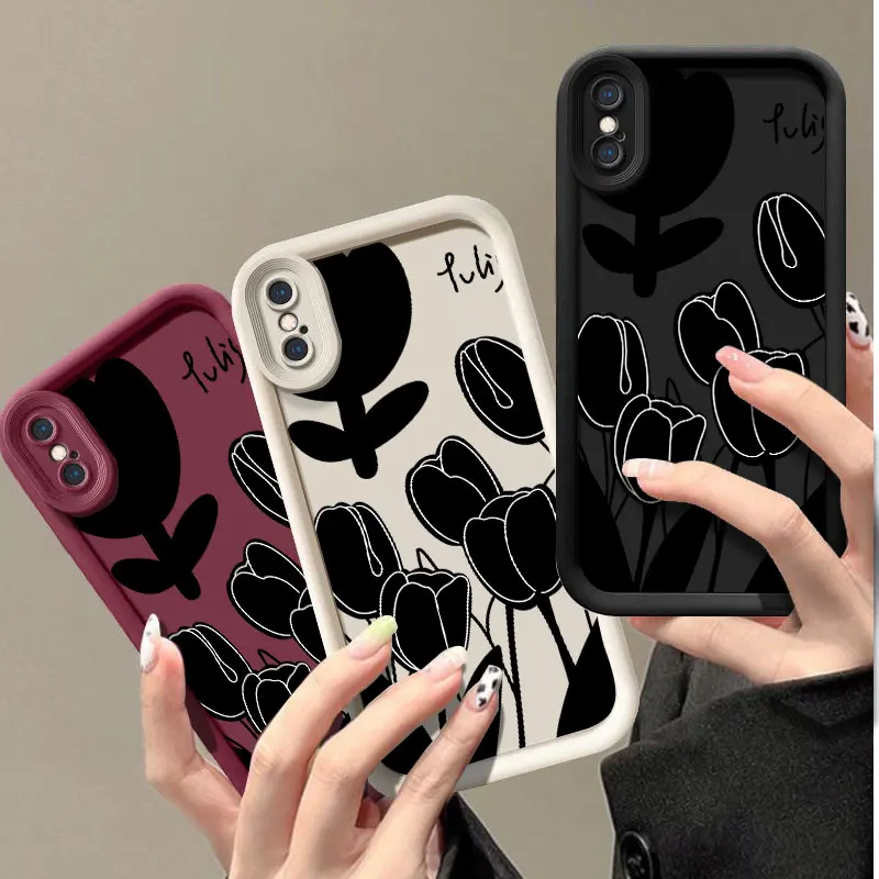 Tulip Flower Fasion Phone Case for iPhone 6 6S 7 8 PLUS SE 2020 2022 X XR XS MAX Shockproof Silicone Soft Cover Coque 