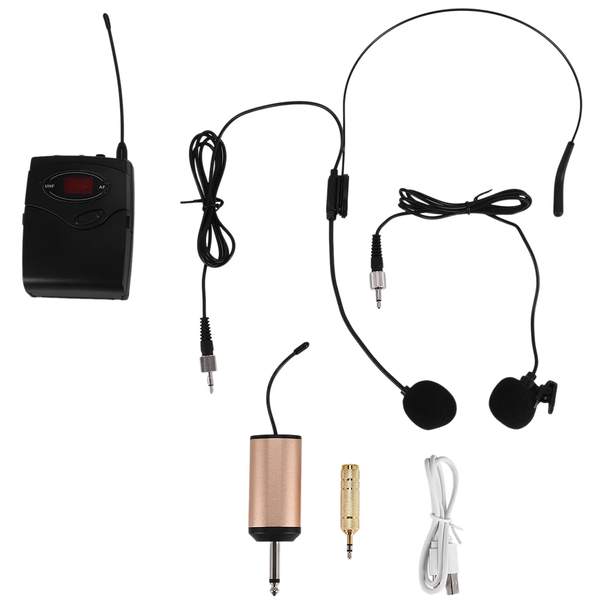 НОВЫЙ набор беспроводных микрофонов с головным убором + петличные петличные микрофоны, передатчик, приемник, частота УВЧ для преподавания речи