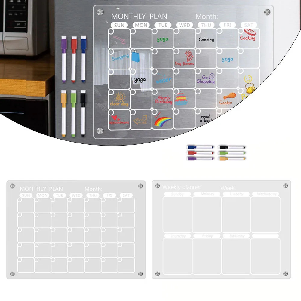 Refrigerator Magnetic Planner Water-soluble Markers 8.27x11.69in Meal Plan Menu Calendar Planner New Practical