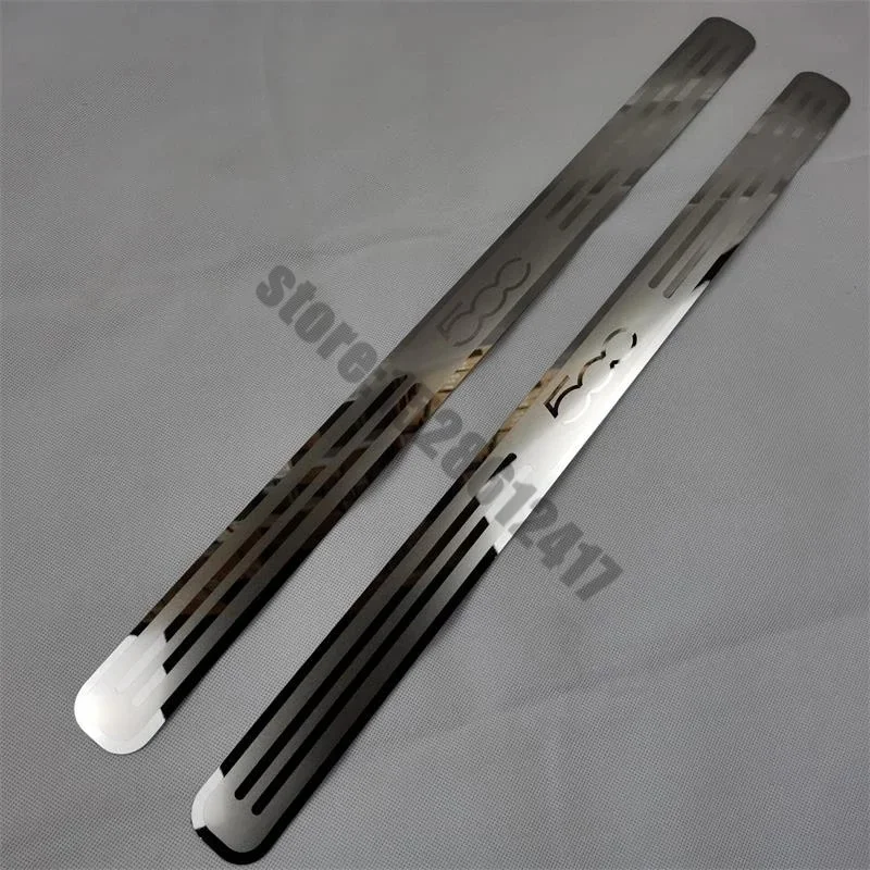 Door Sill Strip Stainless Steel Styling Scuff Plate Peda Pedal Cover Stickers car Accessories for Fiat 500 / 500C Stickers