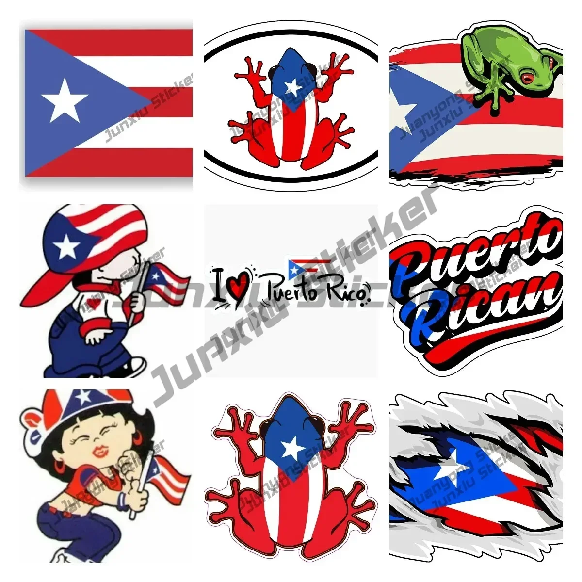 Puerto Rico Flag Decal Sticker Creative Premium Quality Vinyl I Love Puerto Rico Slogan Lnterest Car Window Decal KK13cm