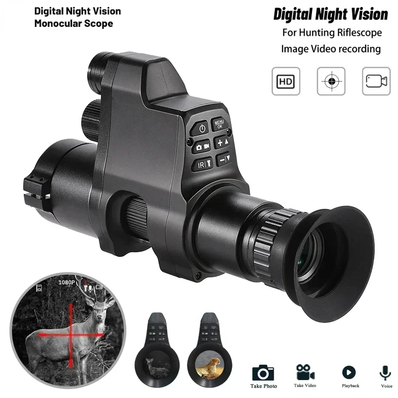 NV4A Digital Monocular Night Vision 1080P Video Camera 4X Zoom IR Multiple Image Mode Hunting Night Sight Scope all black 300m