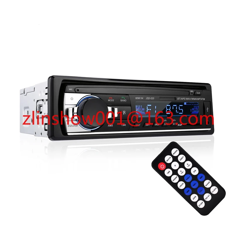 JSD-520 BT 12V en el tablero 1 Din FM Aux en receptor SD USB MP3 MMC WMA coche MP3 estéreo Autoradio reproductor de Radio