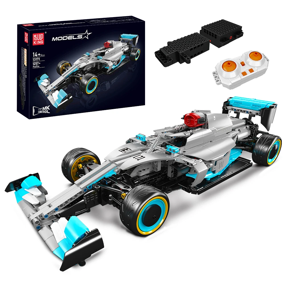 Mould King 13171 Technik-Auto-Bausatz, ferngesteuertes F1-Rennauto-Bausatz, Montage-Auto-Spielzeug, Weihnachtsgeschenk für Kinder