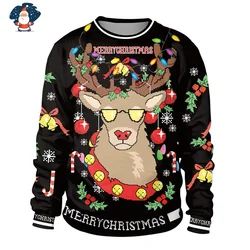 Merry Christmas Sweatshirts Funny Ugly Christmas Sweater Kid Fashion New In Sweaters Women Ugly Sweaters Christmas Jumpers Man