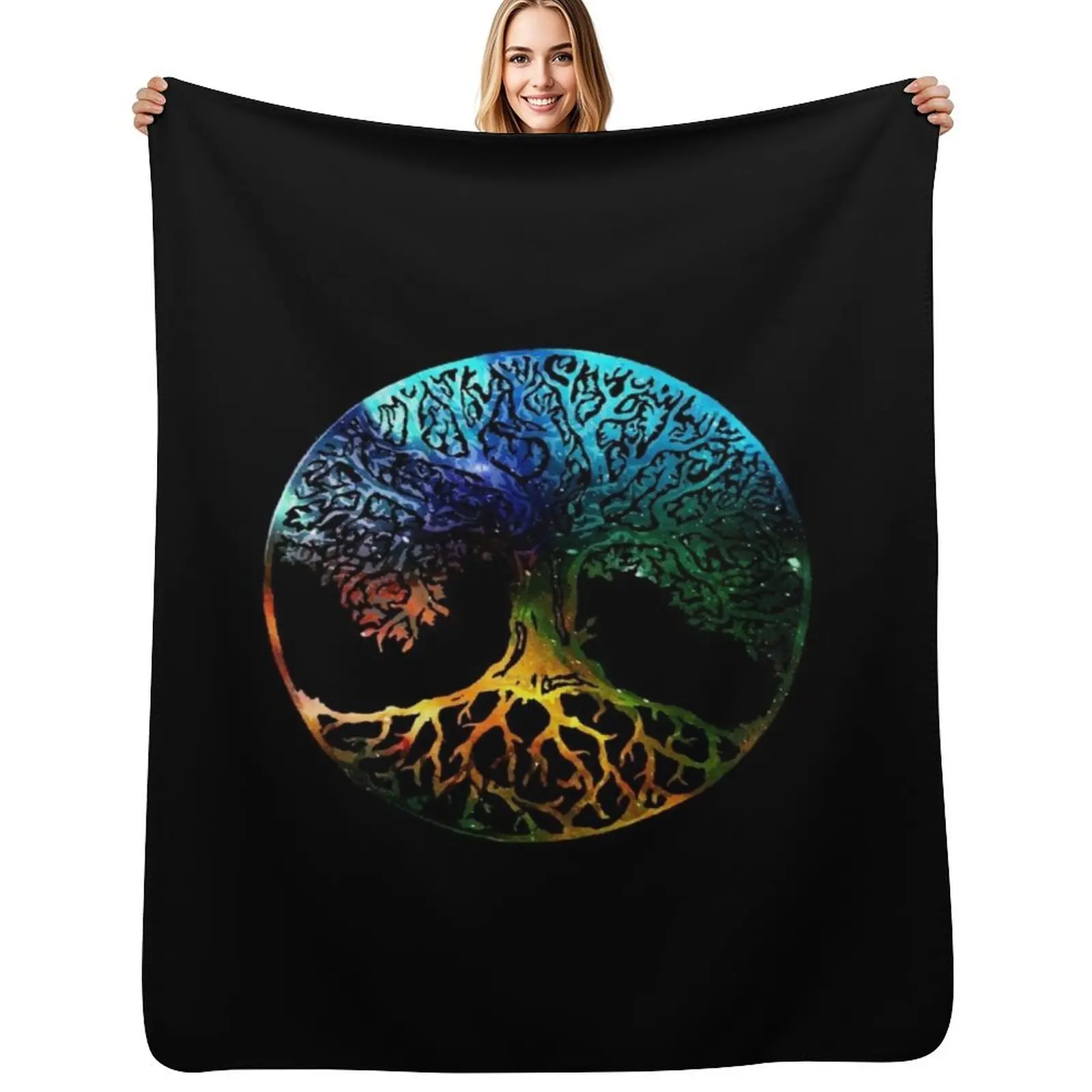 Tree of Life Mandala Throw Blanket Sleeping Bag Plaid Decoratives manga Warm cosplay anime Blankets