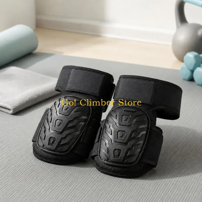 Q84C Firm Front Knee Guards with Upper and Lower Fasteners, 2-Piece Set for Construction Kneeling, Gardening, Cleaning, and