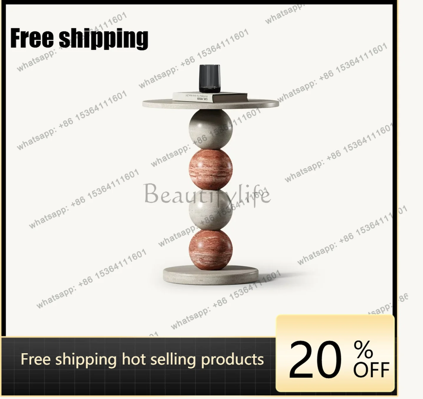 Italian minimalist natural travertine living room sofa side few modern minimalist small round table designer corner few