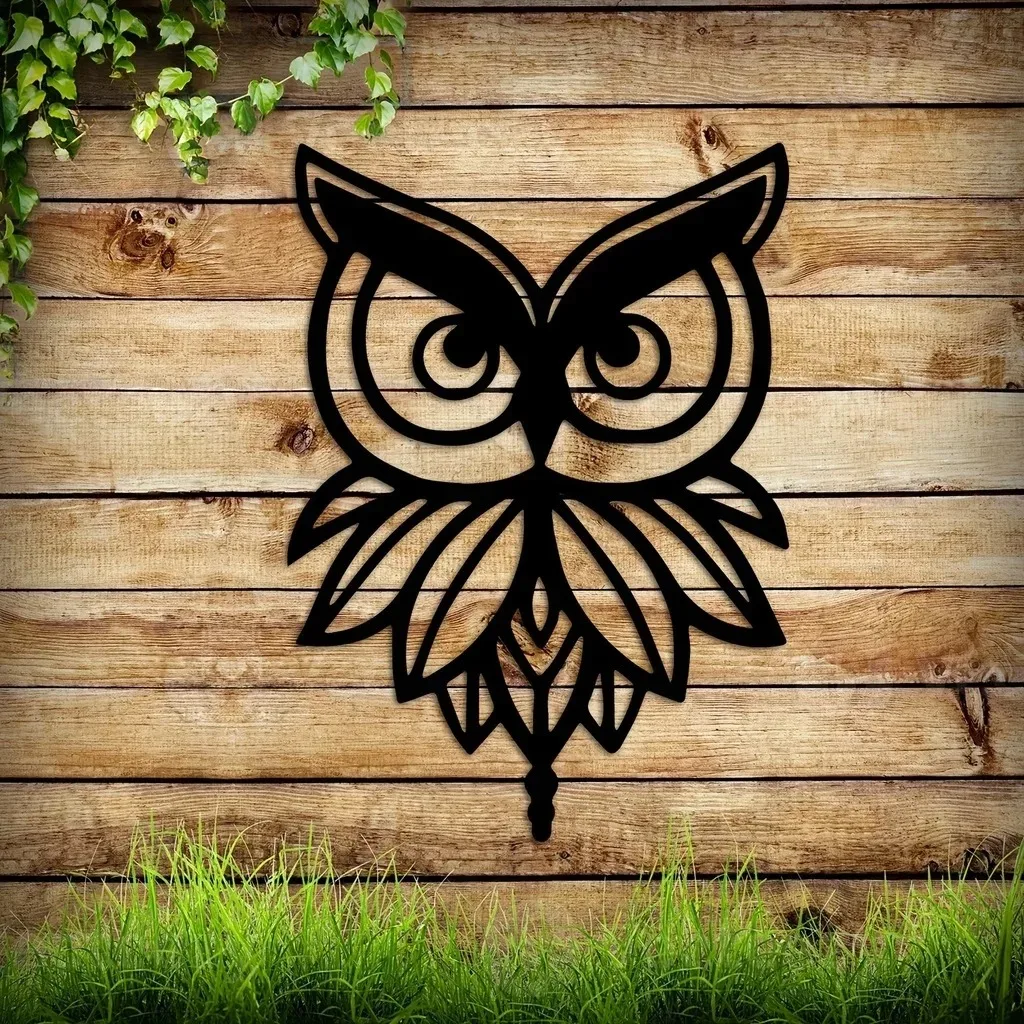 Búho de lujo para decoración del hogar, arte colgante de pared de Metal moderno para fiestas de cumpleaños, artesanías de hierro, decoración de habitación y hogar al aire libre, 1 unidad