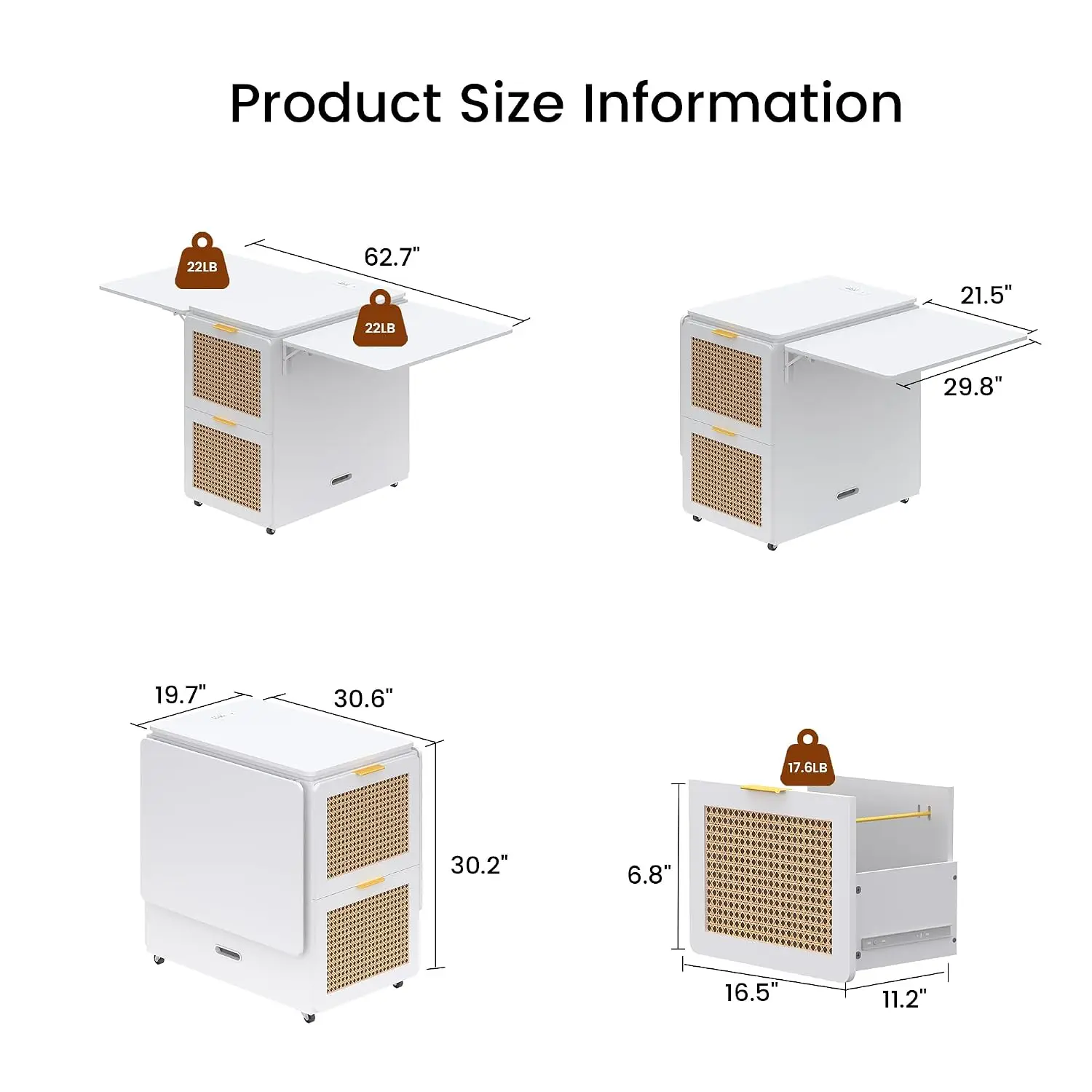 Farmhouse Wooden Flip-Top Mobile File Cabinet 4 Drawer Home Office, Customized