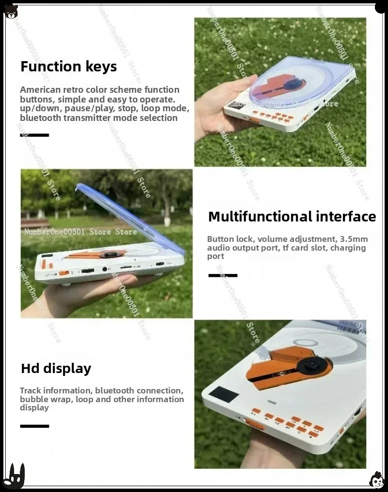 

Retro Portable CD Player Walkman English Listening Learning Machine Repeater