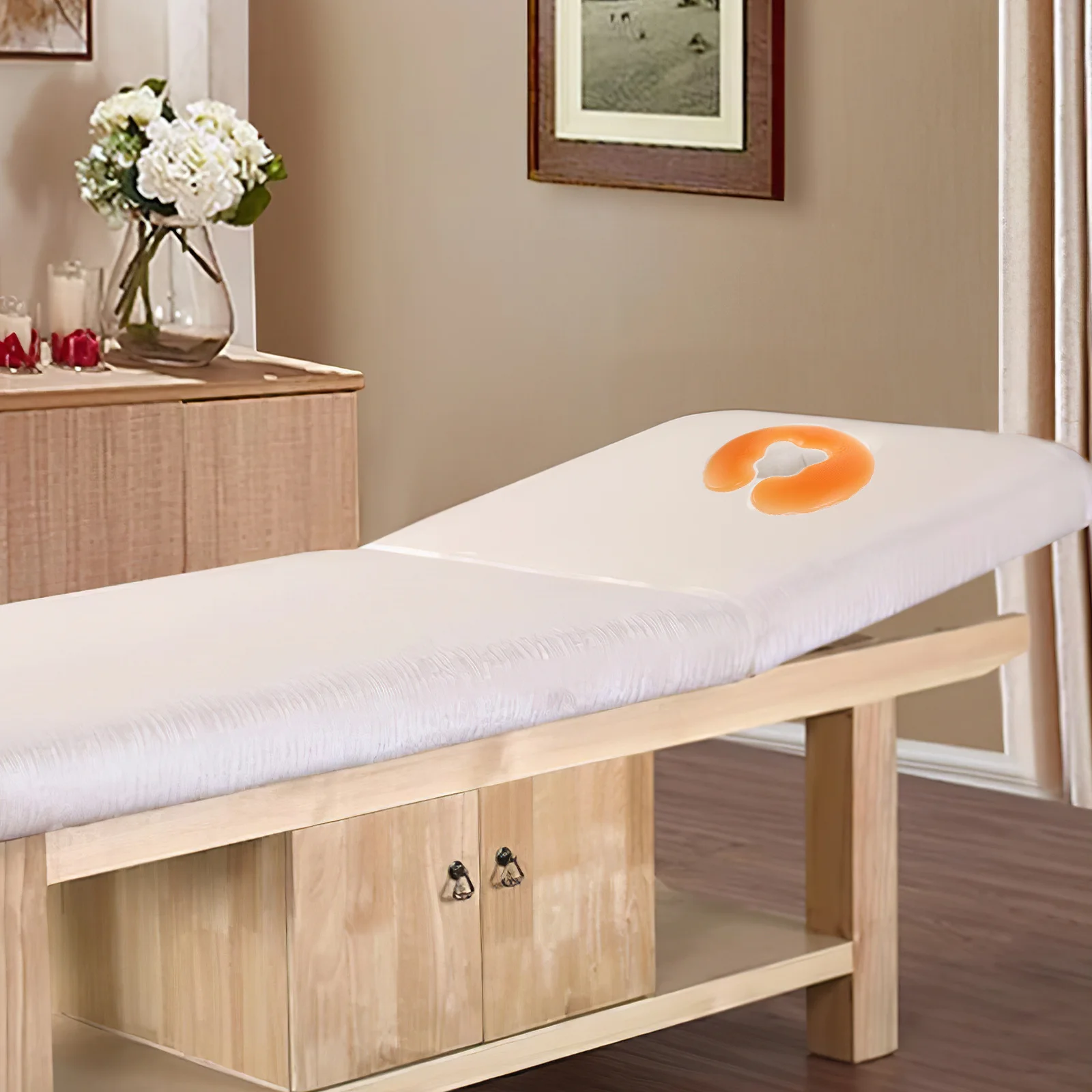 Almofada facial de cama de beleza de silicone laranja macio rosto cabeça resto travesseiro em forma de u pescoço travesseiro spa massagem facial cabeça berço almofada