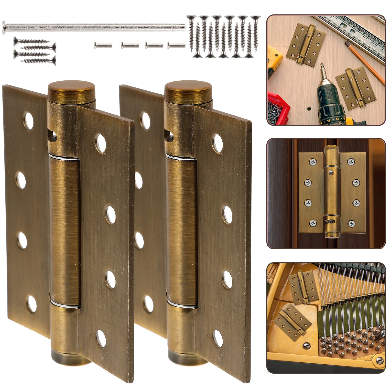 

2Pcs Self Closing Door Hinges Heavy Duty Spring Loaded Hinges for Wood Screen Doors Automatic Closure Mechanism for Interior