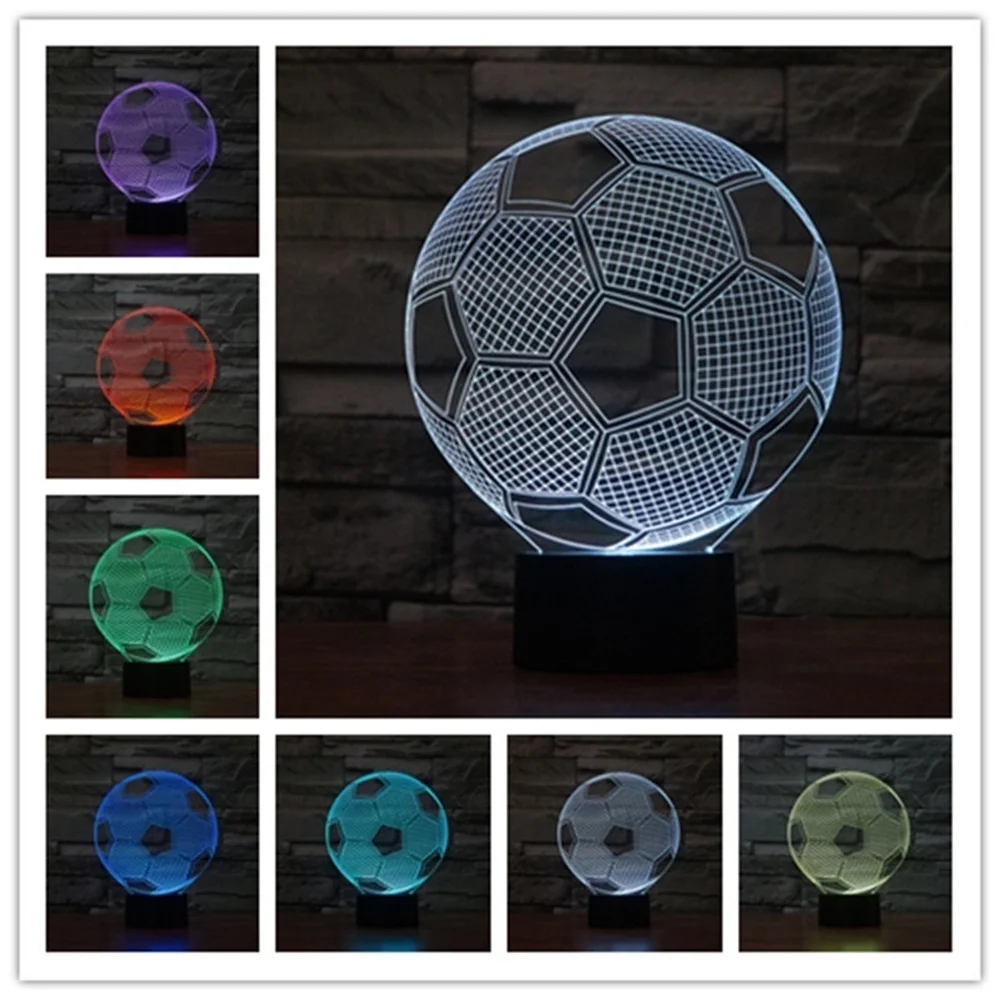 E9 3D Visual Soccer Night Lamp USB LED Touch Football Shaped Night Light Gift Room Decorations Room Home Decor Item led Lights