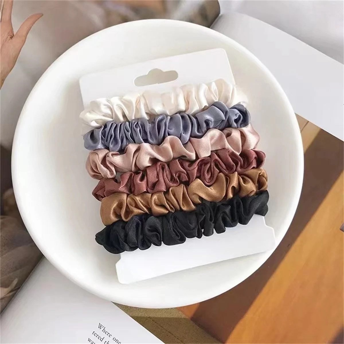 Scrunchies de cetim para mulheres, Scrunchies de seda macia para cabelos, Scrunchies para meninas, 6PCs