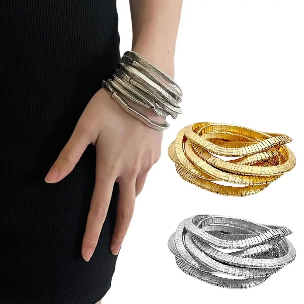 

New Alloy Bendable Bracelet Twistable Gold Color Flexible Bangle Punk Silver Color Multi-layer Bracelet Jewelry Accessories