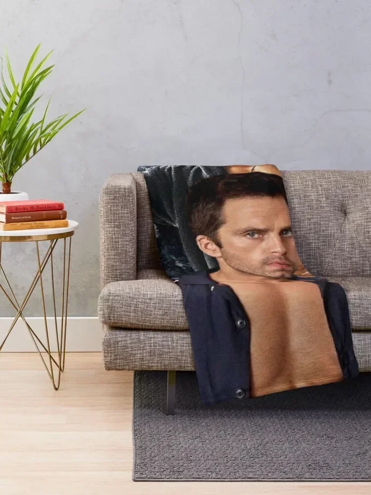 Sebastian Stan collage Throw Blanket Cute blankets ands Beach Blankets