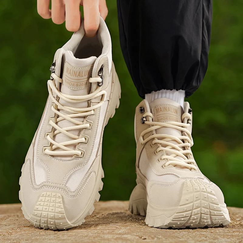 Neue Herren-Wanderstiefel, High-Top-Sportschuhe in Übergröße, bequeme, leichte Freizeitschuhe mit dicker Sohle, Suita – Detail 5