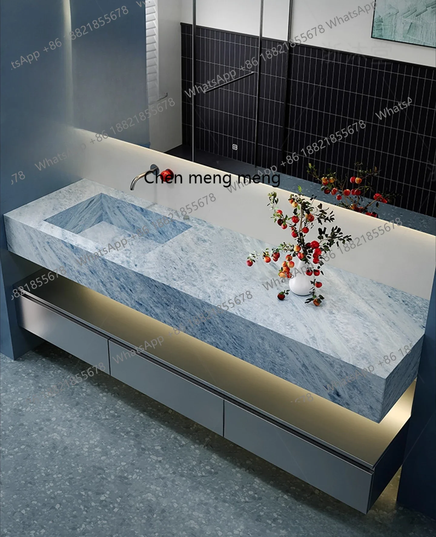 

X Marble luxury stone rock slab ceramic integrated basin bathroom cabinet combined bathroom, washstand